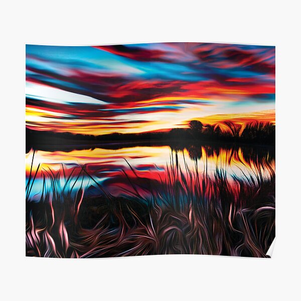 Sunrise cattails Poster