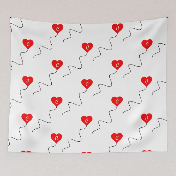 Item preview, Personalized 'C' Brushstroke initial - Cute Asymmetric Red Heart Balloon on a string designed and sold by Deegital18.