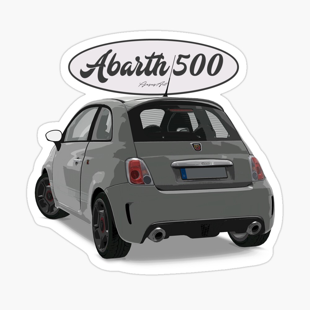 ABARTH 500 Grey White Back | Poster