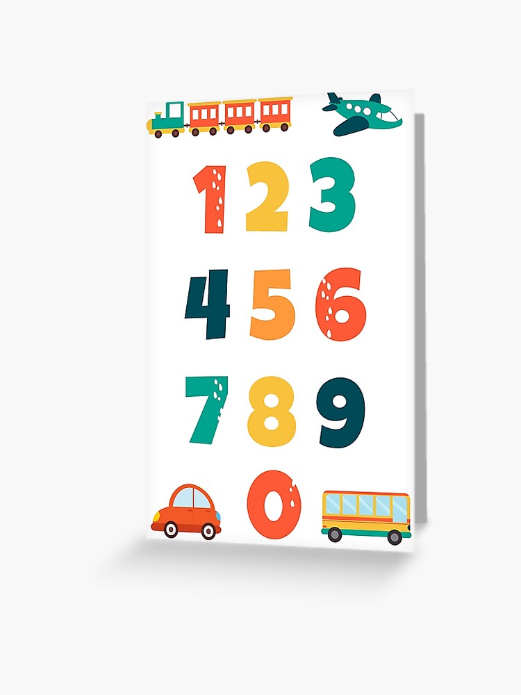 kids-colourful-1234-numbers-chart-greeting-card-for-sale-by-dreak-redbubble