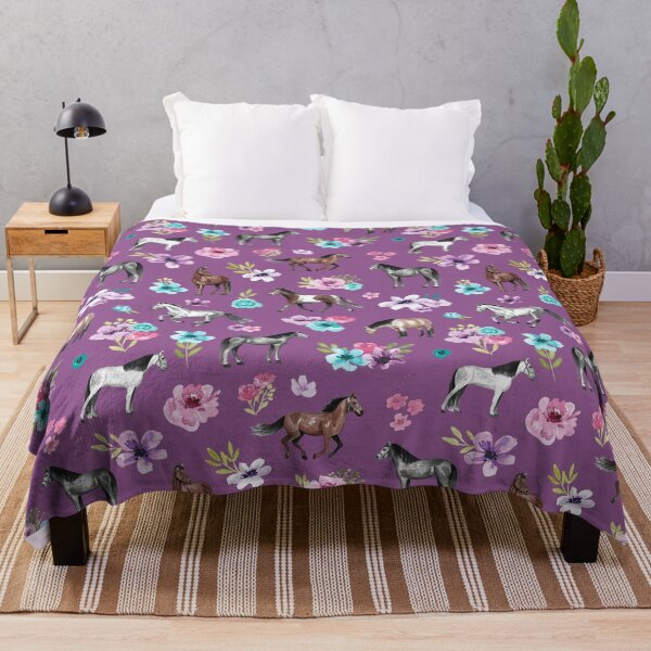 Item preview, Horse Pattern, Floral Print, Horse Love, Wild Horses and Flowers, Purple designed and sold by cateandrainn.