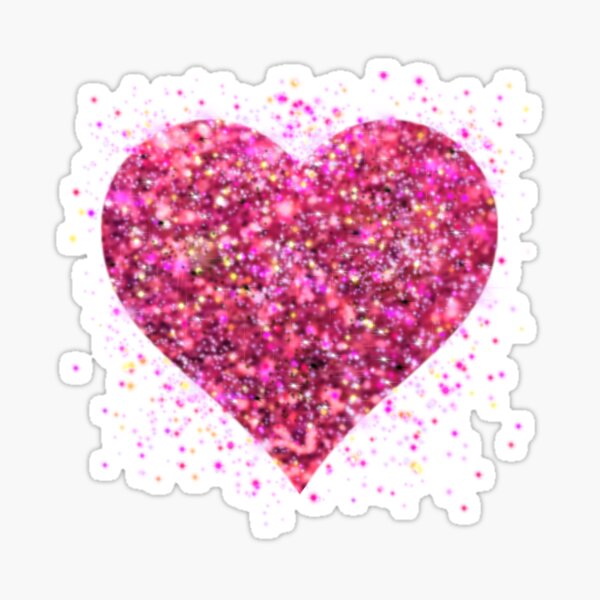 Sticker Mural Personalisé Coeur rose et des paillettes - TenStickers