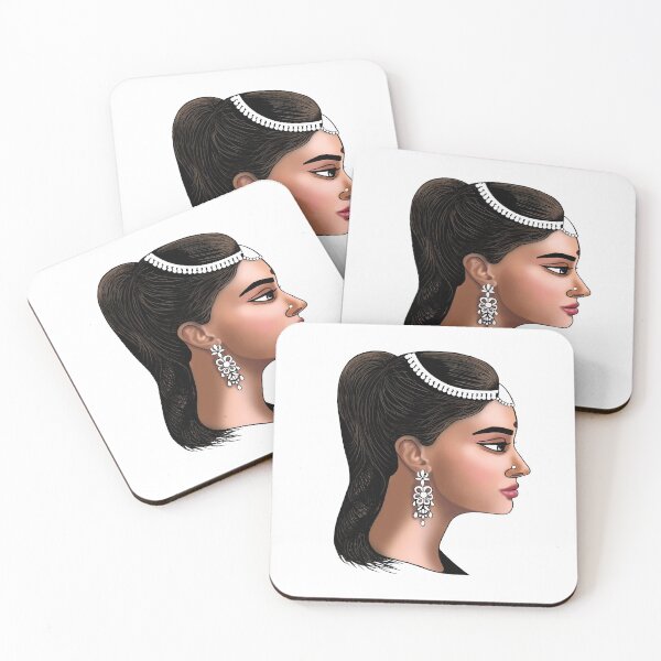 Item preview, stylized face in profile of an indian woman designed and sold by nataliavavilina.