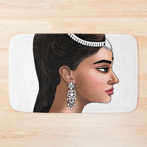 Item preview, stylized face in profile of an indian woman designed and sold by nataliavavilina.
