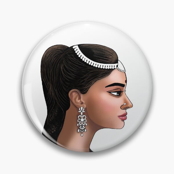 Item preview, stylized face in profile of an indian woman designed and sold by nataliavavilina.