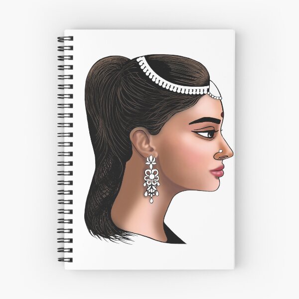 Item preview, stylized face in profile of an indian woman designed and sold by nataliavavilina.