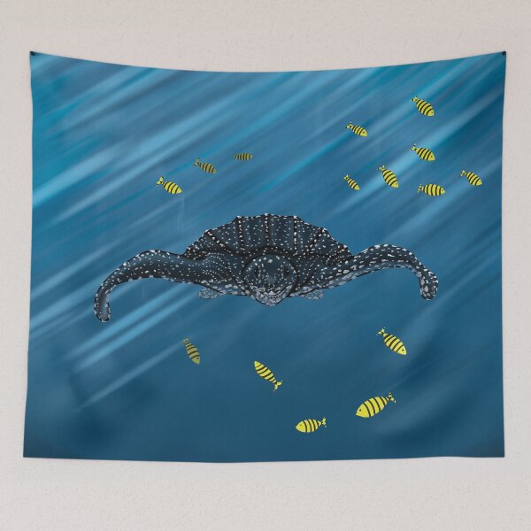 Item preview, Leatherback turtle swimming with fishes designed and sold by Brushes with Nature.