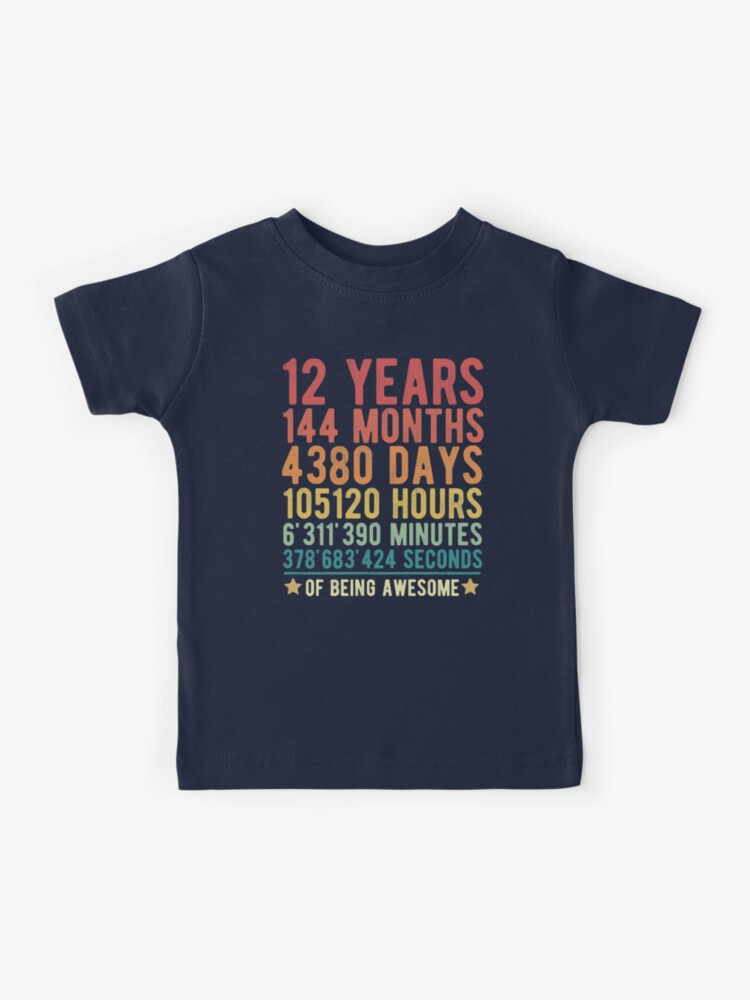 Vintage 12th Birthday Shirt Gift 12 Years Old Being Awesome