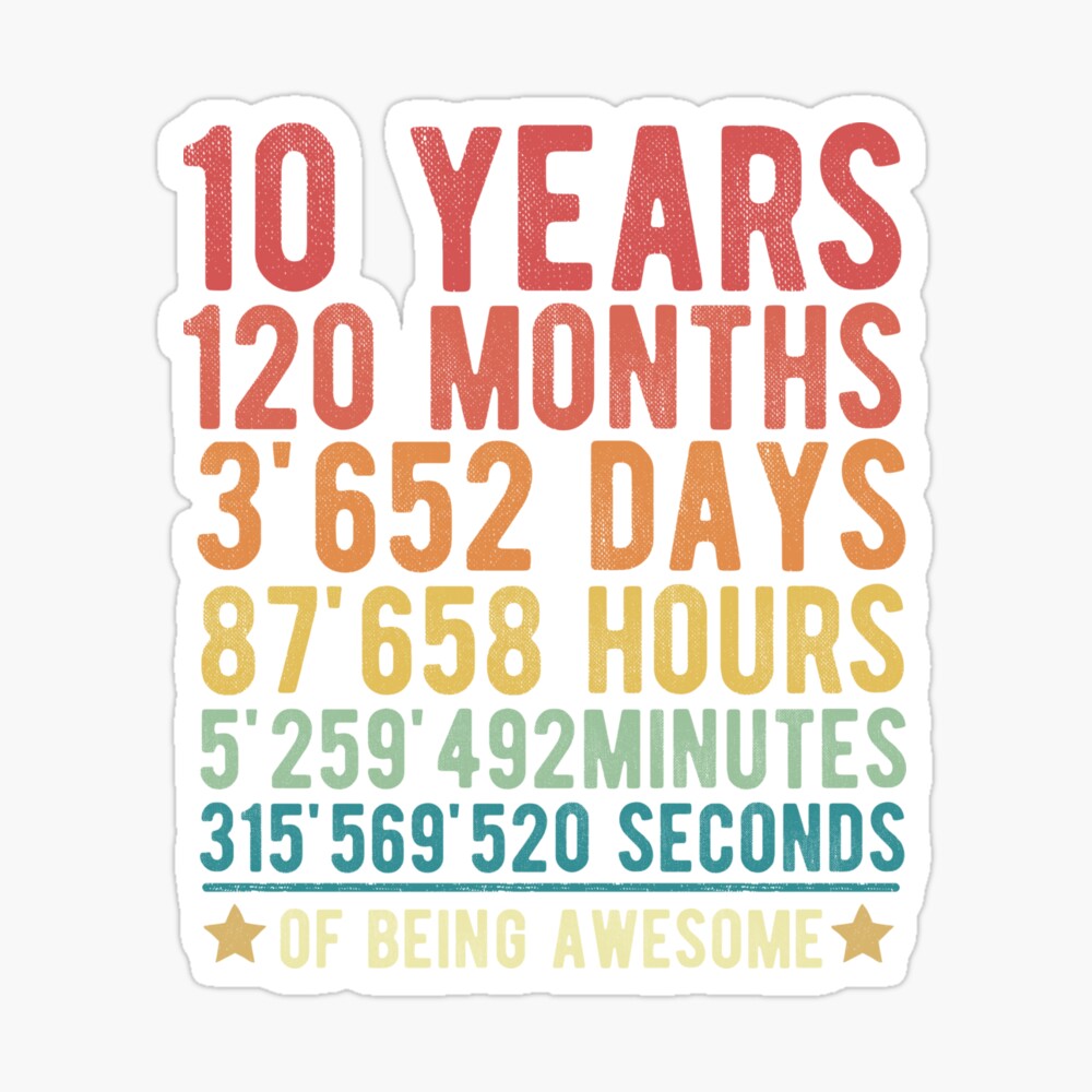 Vintage 10 Years Of Being Awesome Funny 10th Birthday Gift for Boy Girl Turning 10 years old Poster