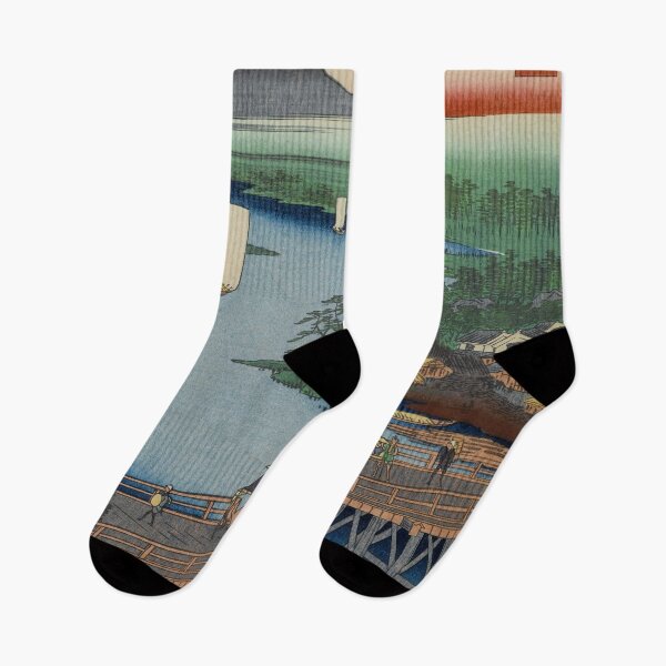 Item preview, Senju Great Bridge over Sumida River Vintage Ukiyo-e Japanese Art designed and sold by VintageArchive.