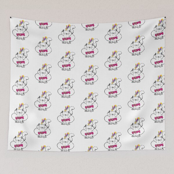 Item preview, Love Cat Fat Cat Drawing Illustration  designed and sold by Beluved.