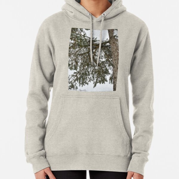 Snow Covered Pine Branch Pullover Hoodie