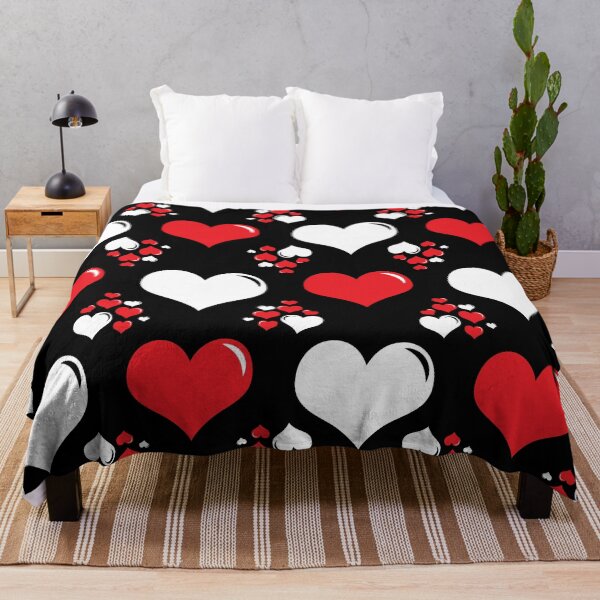 Item preview, Red White Black Valentines Hearts on Black Seamless Pattern Print designed and sold by ClaudiaFlores.