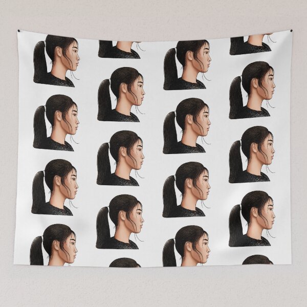 Item preview, stylized painted face in profile of an asian girl designed and sold by nataliavavilina.