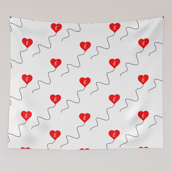 Item preview, Personalized 'E' Brushstroke initial - Cute Asymmetric Red Heart Balloon on a string designed and sold by Deegital18.