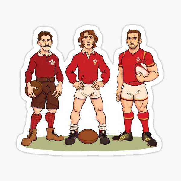 The 1988 Range: Welsh rugby icons Arthur Gould (19th Century), JPR Williams (20th Century) and Sam Warburton (21st Century) Sticker