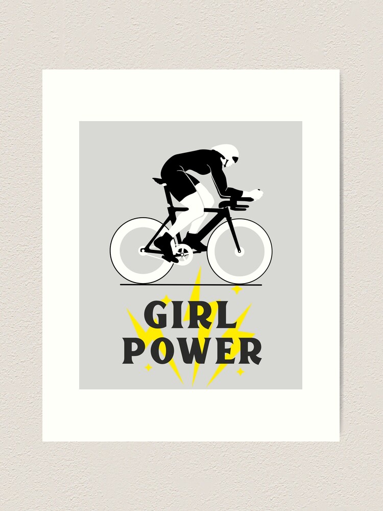 Kunstdruck for Sale mit Frau Radfahren - Mädchen Power Rennrad