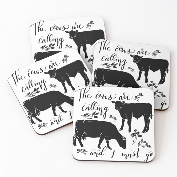 Item preview, The Cows are Calling and I Must Go graphic folkart style black designed and sold by NormaJeaneStudio.
