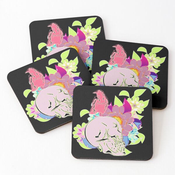 Item preview, Skull Pastel Watercolor Kawaii Skulls Flowers Floral Fauna Bird Birds Raven Crow  designed and sold by hempress.