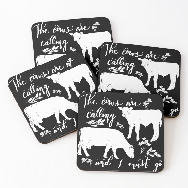 Item preview, The Cows are Calling and I Must Go graphic folkart style white designed and sold by NormaJeaneStudio.