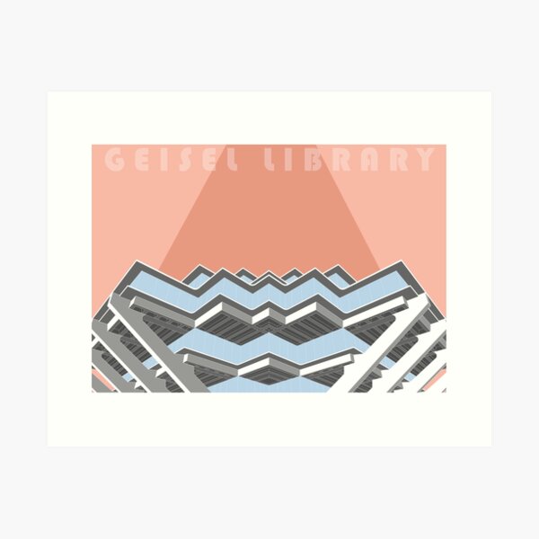 Brutalist Print, Geisel Library, San Diego, Print, Artwork, Illustration, Brutalist Architecture, Architecture Print Art Print