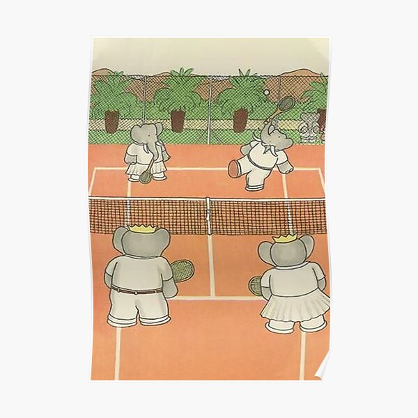 Babar l'éléphant jouant au tennis Poster