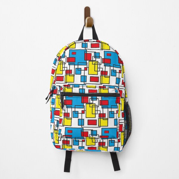 Item preview, blue, red and yellow geometric seamless pattern on white designed and sold by linagaiaart.
