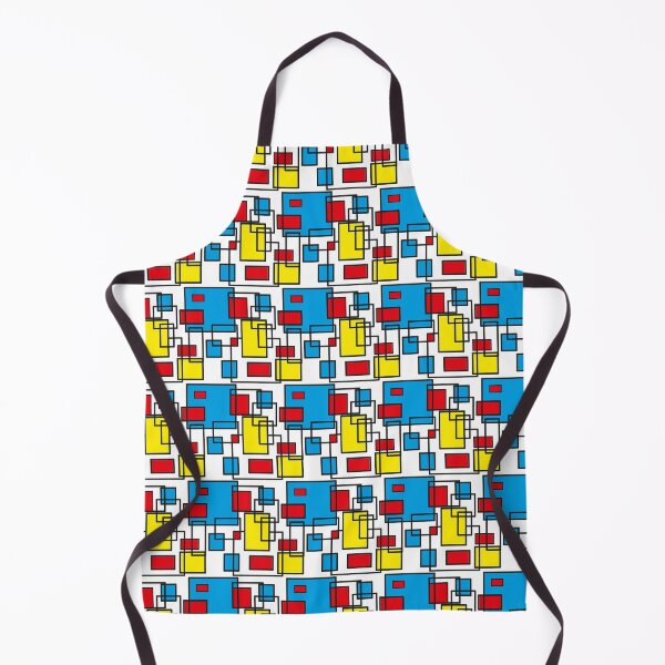 Item preview, blue, red and yellow geometric seamless pattern on white designed and sold by linagaiaart.