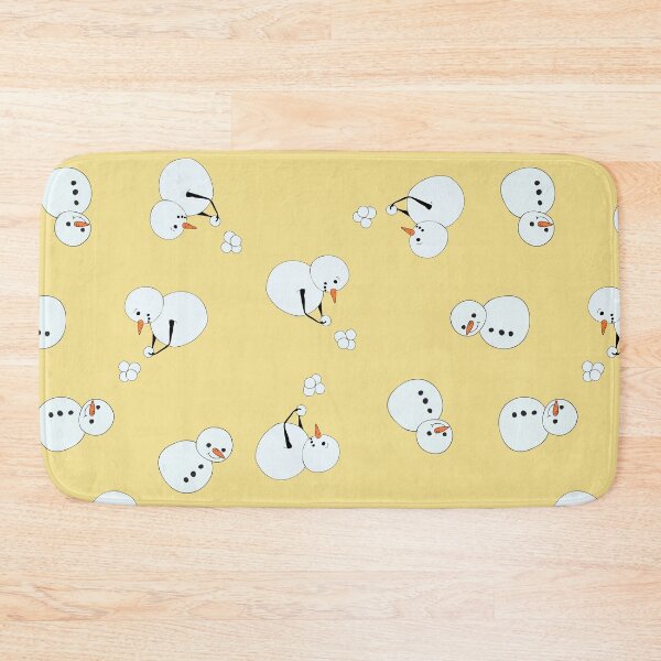 Item preview, Cute Snowmen playing with snowballs yellow background designed and sold by Meg M Studio.