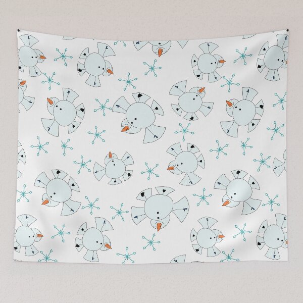 Item preview, Snowmen making a snow angel on a snow filled snowday. snowflakes designed and sold by Meg M Studio.