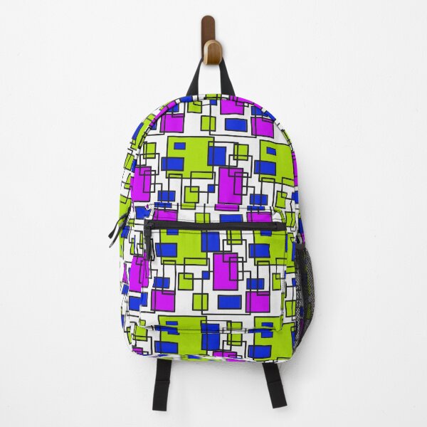 Item preview, blue, red and yellow geometric seamless pattern on white designed and sold by linagaiaart.