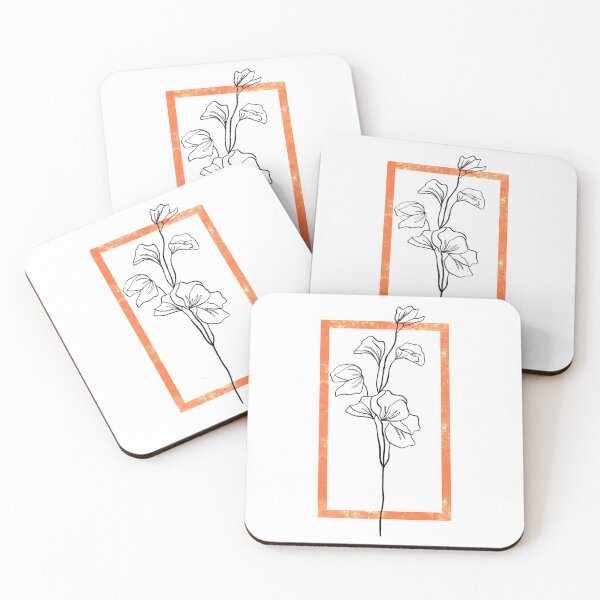 Aperçu de l'œuvre Sweetest Pea - dessin au trait fleur minimaliste (orange) créée et vendue par HeyHil.