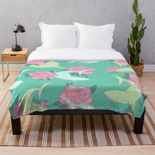 Floral Shark Throw Blanket
