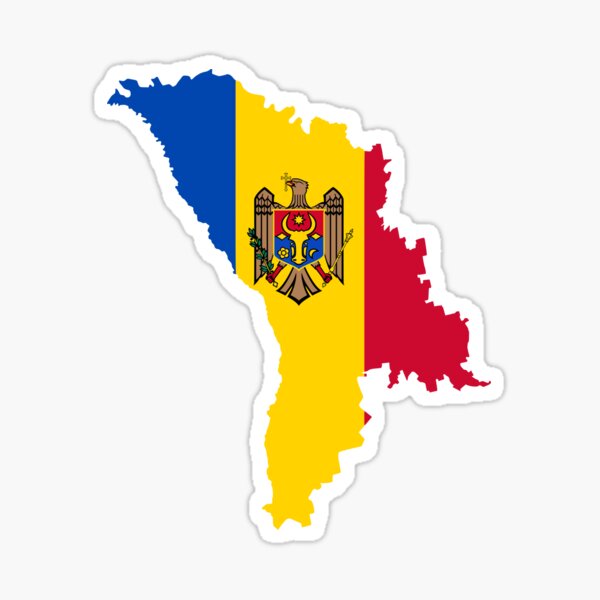 Flag Map of Moldova Sticker