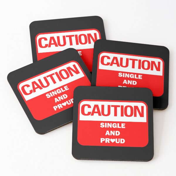 Item preview, Funny Caution - Single and Proud Red warning sign with cute white heart icon designed and sold by Deegital18.