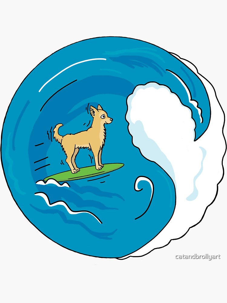 Surfing Chihuahua - Green by catandbrollyart