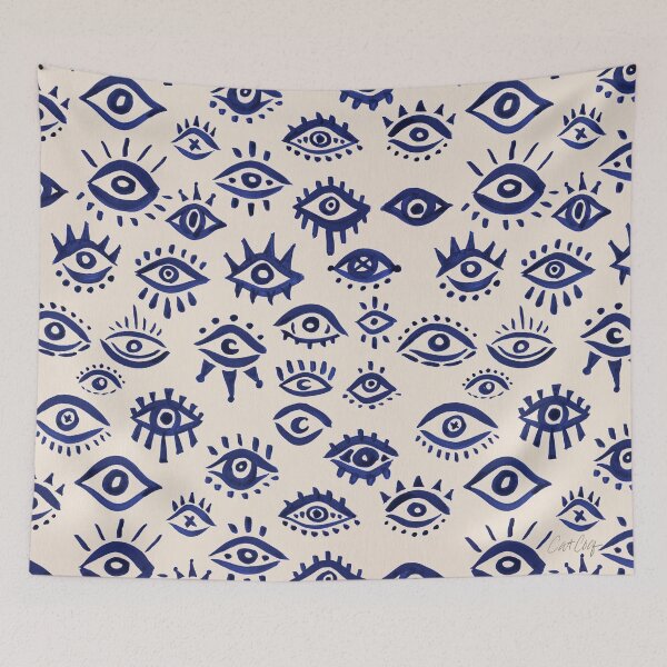 Item preview, Mystic Eyes – Navy & Cream designed and sold by Cat Coquillette.