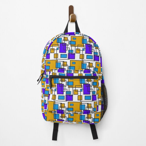 Item preview, blue and yellow geometric seamless pattern on white background designed and sold by linagaiaart.