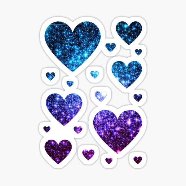 72 Purple Holographic Sparkle Heart Valentine Stickers! ~ 0.5 Inch