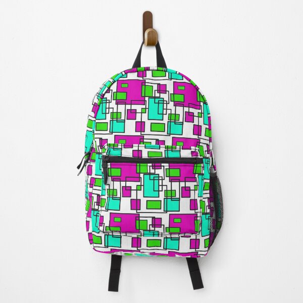 Item preview, purple, green and mint rectangle seamless pattern on white designed and sold by linagaiaart.