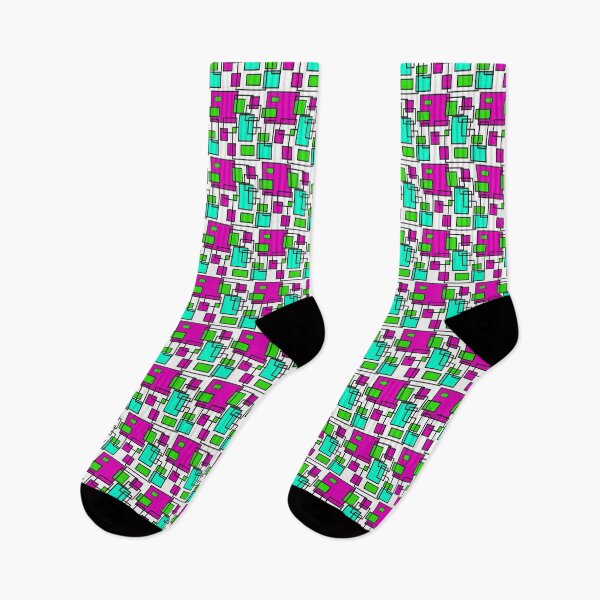 Item preview, purple, green and mint rectangle seamless pattern on white designed and sold by linagaiaart.