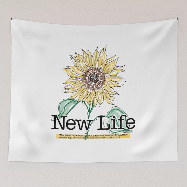 Item preview, New Life 1 - a Sunflower Scripture Verse Illustration - Christian Faith Based Art designed and sold by GroovyChristian.