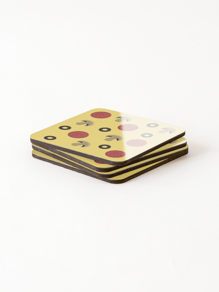 Thumbnail 4 of 5, Coasters (Set of 4), Pizza Toppings Pattern designed and sold by Funful.