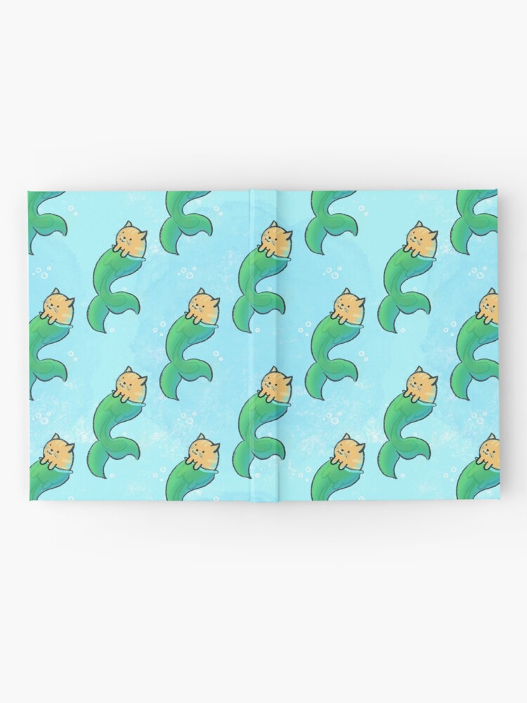 Cute Purrmaid Cat Mermaid  Hardcover Journal for Sale by Goosi