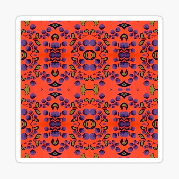 Flowery orange pattern1 Sticker