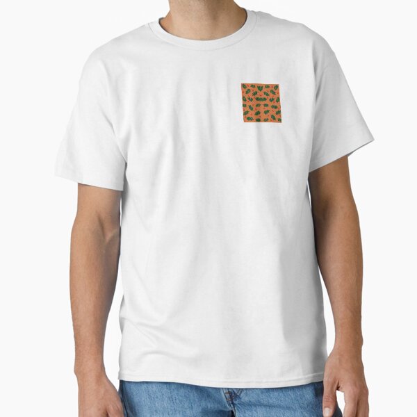 Flowery green & orange pattern1 Classic T-Shirt