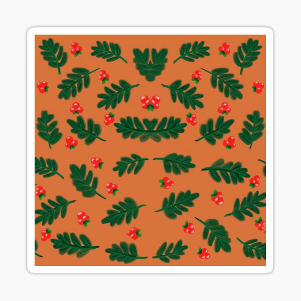 Flowery green & orange pattern1 Sticker