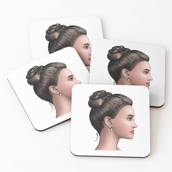 Item preview, stylized drawn face in profile of european girl designed and sold by nataliavavilina.