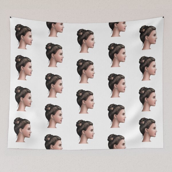Item preview, stylized drawn face in profile of european girl designed and sold by nataliavavilina.
