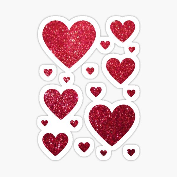 Traditional Red Faux Glitter Hearts Sticker for Sale by Felicity